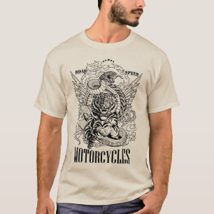 Tijger en slang. Speedway Motorcycle Biker club T-shirt