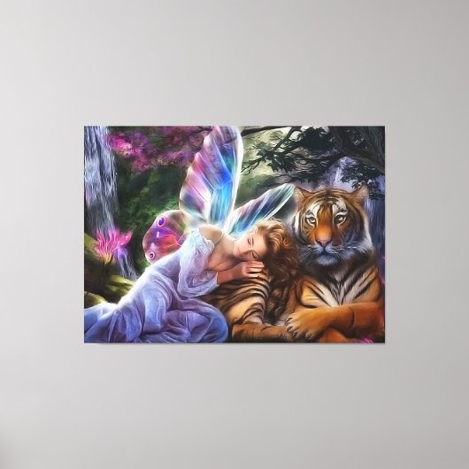 tijger en vlinder canvas afdruk (Voorkant)