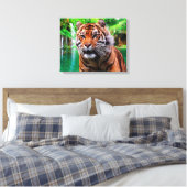 Tijger en waterval canvas afdruk (Insitu (Slaapkamer))