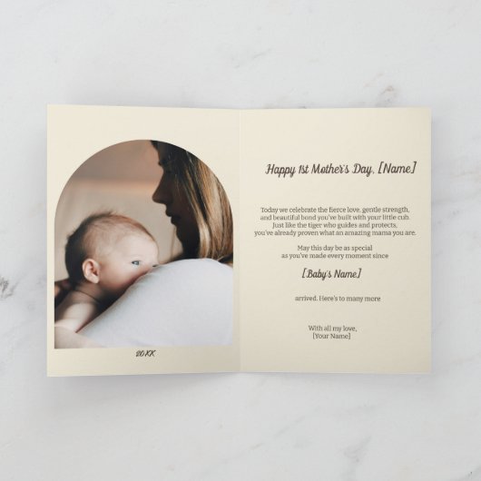 Tijger en welp, eerste Moederdag samen Kaart (Binnen)