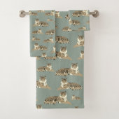 Tijger Exotisch Dier Patroon Sage Groen Bad Handdoek (Insitu)