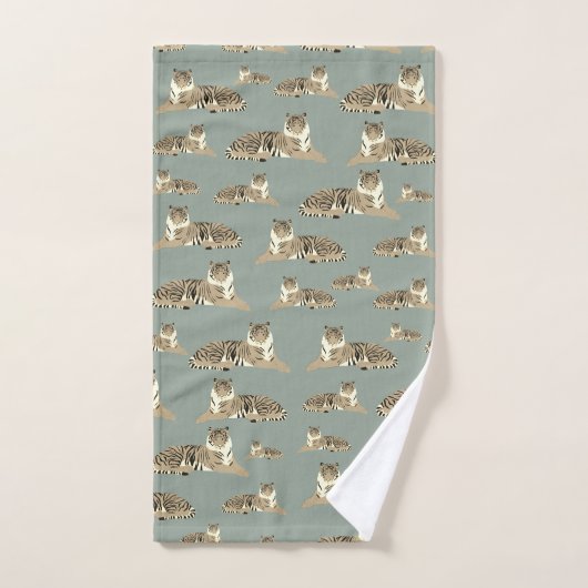 Tijger Exotisch Dier Patroon Sage Groen Bad Handdoek (Handdoek)