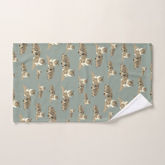 Tijger Exotisch Dier Patroon Sage Groen Bad Handdoek (Handdoek)