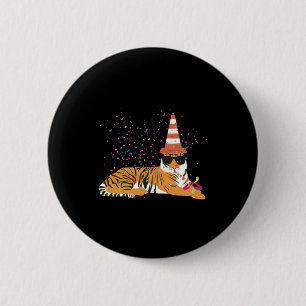 Tijger Feestvierende Dieren Die Een Feest Hebben Ronde Button 5,7 Cm