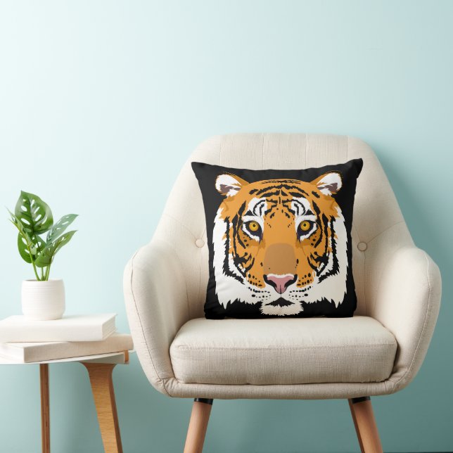 Tijger Gezicht en Strepen Dubbelzijdig Kussen (Stoel)