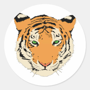 Tijger gezicht/hoofd ronde sticker