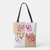 Tijger Gezicht Kameel & Wit Check Draagtas (Achterkant)