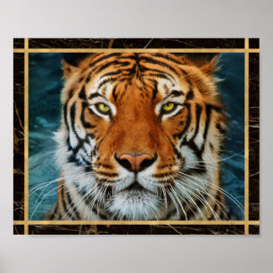 Tijger Gezicht Marmer Foto Afbeelding Print Poster