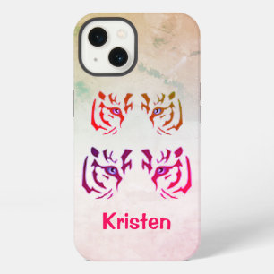 Tijger gezicht marmeren achtergrond iPhone 13 hoesje