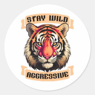 TIJGER GEZICHT RONDE STICKER