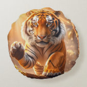 Tijger - Gouden Tijger Rond Kussen (Achterkant)