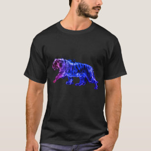 Tijger Grafische Afbeeldingen op Zwart Korte Mouwe T-shirt