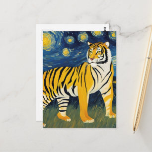 Tijger Grote Kat in een Sterrennacht Briefkaart