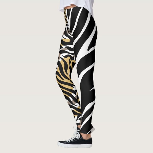 Tijger Grote Kat Patroon Dier Bruin Wit Zwart Fun Leggings (Links)