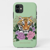 Tijger Henna roze paarse bloemen Case-Mate iPhone Case (Achterkant)