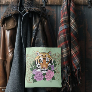 Tijger Henna Roze Paarse bloemen Draagtas
