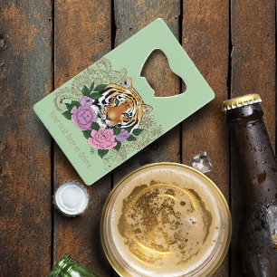 Tijger Henna roze paarse bloemen Kredietkaart Flessenopener