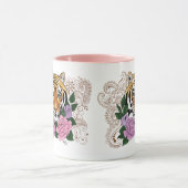 Tijger Henna roze paarse bloemen Mok (Midden)