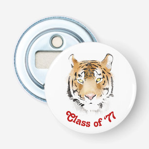 Tijger Hoofd Waterverf Klasse Reünie Partij Button Flesopener
