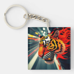 tijger in beweging sleutelhanger