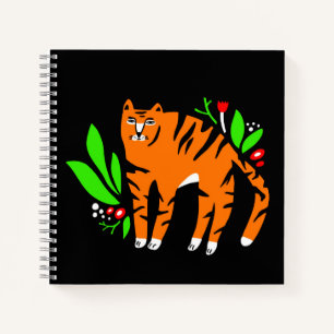 Tijger in bloemen notitieboek