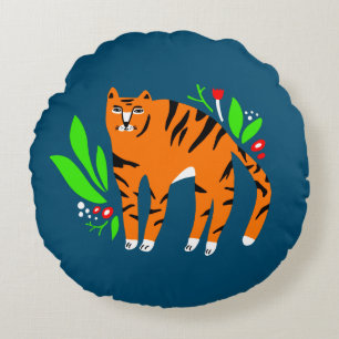 Tijger in bloemen rond kussen