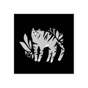 Tijger in bloemen rubberstempel