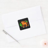 Tijger in bloemen vierkante sticker (Envelop)