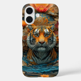 Tijger in bloemenhoes iPhone 16 hoesje