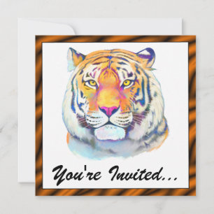 Tijger in Colors Birthday Invite Kaart