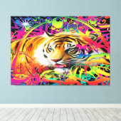 Tijger in de jungle canvas afdruk (Insitu (Houten vloer))