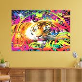 Tijger in de jungle canvas afdruk (Insitu (Woonkamer))