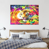 Tijger in de jungle canvas afdruk (Insitu (Slaapkamer))