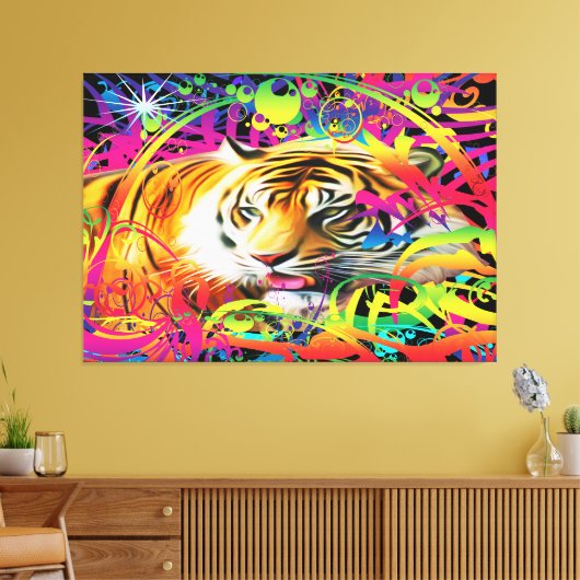 Tijger in de Oerwoud Canvas Afdruk (Insitu (Woonkamer))