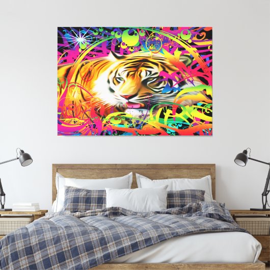 Tijger in de Oerwoud Canvas Afdruk (Insitu (Slaapkamer))