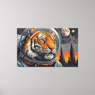 TIJGER IN DE RUIMTE-2 CANVAS AFDRUK