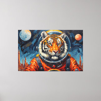 TIJGER IN DE RUIMTE-5 CANVAS AFDRUK