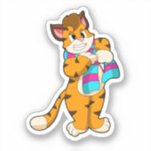 Tijger in de winter met de Scarf Sticker (Voorkant)