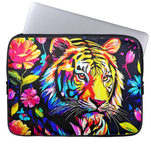 Tijger in een bloemendroom laptop sleeve