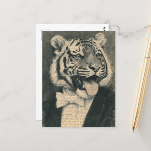 Tijger in een smokingcollage briefkaart