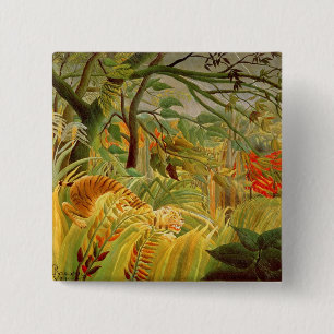 Tijger in een tropisch Storm 1891 Vierkante Button 5,1 Cm