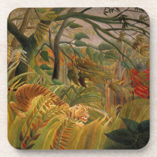 Tijger in een tropisch Storm door Henri Rousseau Bier Onderzetter