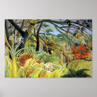 Tijger in een tropisch Storm Poster