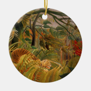 Tijger in een tropische storm door Henri Rousseau Keramisch Ornament