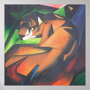 Tijger in Geometrische kunststijl Franz Marc Poster