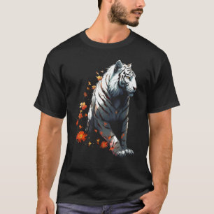 Tijger in het wit - Bloemen Kunstwerk - Animal Art T-shirt
