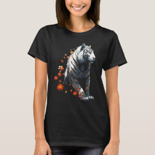 Tijger in het wit - Bloemen Kunstwerk - Animal Art T-shirt