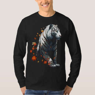 Tijger in het wit - Bloemen Kunstwerk - Animal Art T-shirt