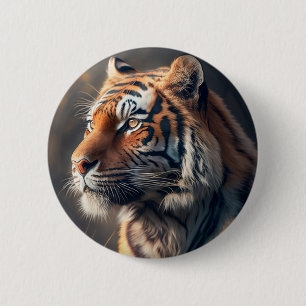 Tijger in Natuur Button 2 1/4 inch