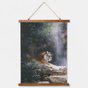 Tijger in nevelige waterval Jungle Wandkunst Hangend Wandkleed